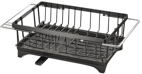 Naqqios Escurridor extensible - Escurridor de vajilla 2 en 1, escurridor de vajilla ajustable | Soporte de secado de vajilla de gran capacidad, escurridor de vajilla antioxidante