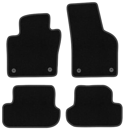 Velours-Fußmatten passend für Volkswagen Beetle 2012-2019, Schwarz, BASIC | passend für Cabrio/Coupé; dünner Velours-Teppich (Polypropylen), ca. 4 mm; rutschfest, runde Befestigungen (Typ AV)