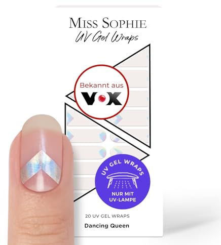 Original Miss Sophie UV Gel Nagelfolien Dancing Queen I 20 dünne UV-Nagellack-Streifen mit Design I Gel Strips für Finger- & Fußnägel I Schnelle & einfache Anwendung I Bis zu 3 Wochen Halt