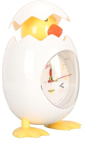 Denash Cartoon Eierschale Hühner Wecker Süßer Desktop Wecker für Schüler Schlafzimmer Dekoration Süßes Aussehen für Schüler (Material: ABS, Farbe: Zufälliger, Menge: 1) (White)