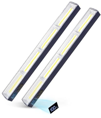 Magnetic Lights Rechargeable 2 Pack 4000 Lumens 7200mAh 40CM Work Light Bar, Inspection Lamp 216 LED Bulbs Waterproof, Portable Lighting with Hook, for Camping, Car Repair, Garage, Workshop Tasks
