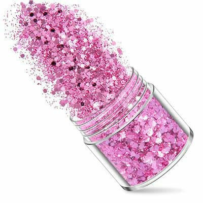 1 Flasche Roségold-Silber-Nagelkunst-Glitzer-Pailletten, 3D-funkelnde Pailletten-Anhänger, Pigmentpulver in verschiedenen Größen, DIY-Nageldekorationen – 225 Stück – 1 Box (10 ml)