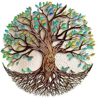 WLLWMYLY Albero Della Vita Da Parete Metallo Quadro Albero Della Vita Simboleggia La Vita Eterna Adatto Per Uffici Soggiorni Giardini Camere Da Letto 30X30CM