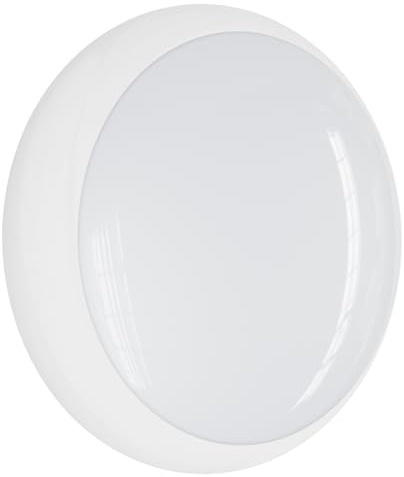 paul russells LED Ceiling & Wall Light Slimline Bulkhead, Adjust 12W/16W/20W - 120Lm/W, 3CCT 3000K/4000K/6500K, IP65, White Bezel, Modern Flush for Commercial, Hallway, Outdoor Use