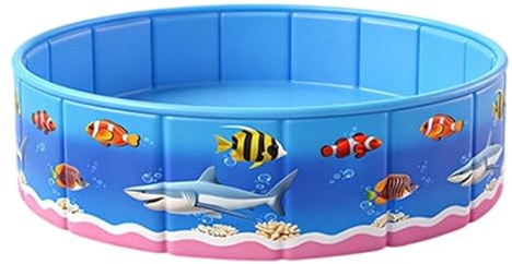 Piscine Pliable pour - Bassin Rigide Rond Imprimé sur Le Thème De La Mer,Piscine Pliable sans Gonflage À Dessins Animés,Idéale pour Terrasse Jardin Été Jeux d'eau