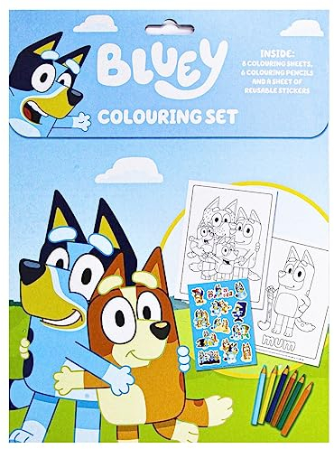 Booghe Bluey Malset Kinder Aktivitätsaufkleber Strumpffüller Geschenk ab 3 Jahren, weiß