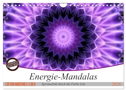 Energie - Mandalas, Spiritualität durch die Farbe Lila (Wandkalender 2026 DIN A4 quer), CALVENDO Monatskalender: Energie-Mandalas in lila von Christine Bässler (CALVENDO Glaube)