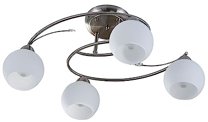 Lindby Deckenlampe Glas Metall nickel matt, Deckenstrahler 4x E14 max. 40W ohne Leuchtmittel Deckenleuchte Schlafzimmer Flur Wohnzimmerlampe