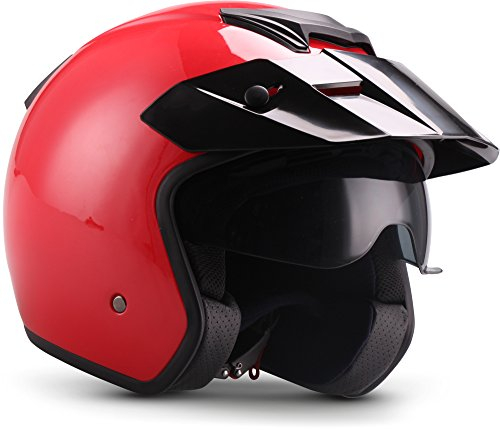 MOTO Helmets® S77 „Red“ · Jet-Helm · Motorrad-Helm Roller-Helm Scooter-Helm Bobber Mofa-Helm Vintage Pilot Biker Helmet · ECE XS (53-54cm)