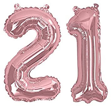 Foil Balloons - Rose Gold - Number 21