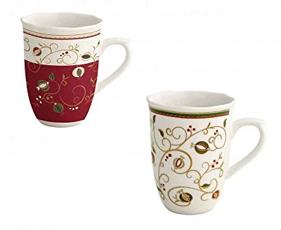 BRANDANI Set di 2 Tazze (Mug) in Porcellana Collezione Tempo di Festa Art. 53272