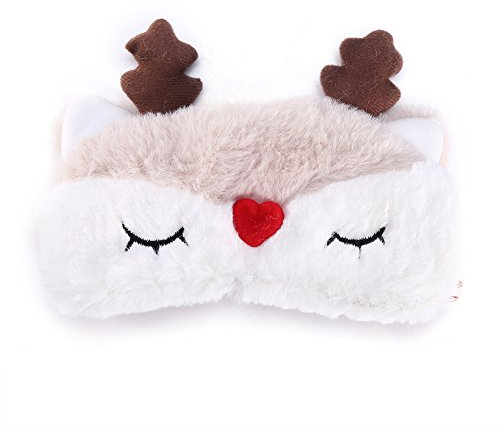 Schlafmaske, 5 Farben, Schlafmaske, niedlich, glatt, für die Augen, Weihnachten, Hirsch, für Haus und Reise (Renn)