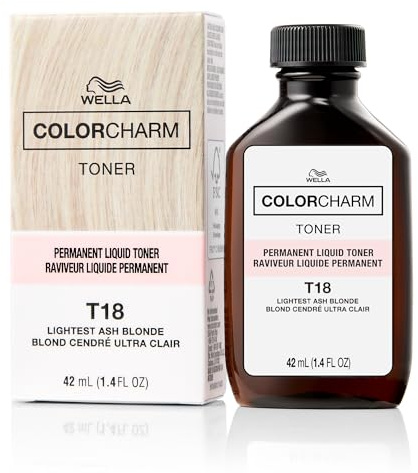 COLORCHARM Permanent Liquid Toners | Neutralize Brass | Free of Parabens | Vegan | T18 Lightest Ash Blonde | 1.4 Fl Oz