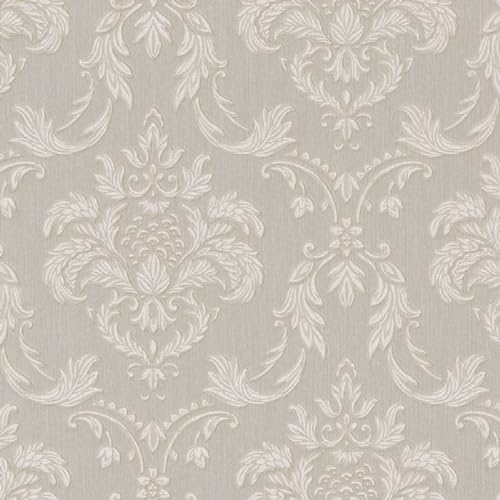 Casa Padrino Barock Textiltapete Grau/Weiß/Beige 10,05 x 0,53 m - Wohnzimmer Tapete im Barockstil - Hochwertige Qualität