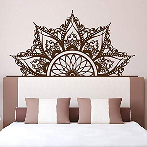 Décalque De Lit Semi-Mandala Autocollant En Vinyle Décoratif Pour La Tête De Lit De La Chambre Personnalité De Décalcomanie D'Art De Papier Peint De Vinyle 112x57cm