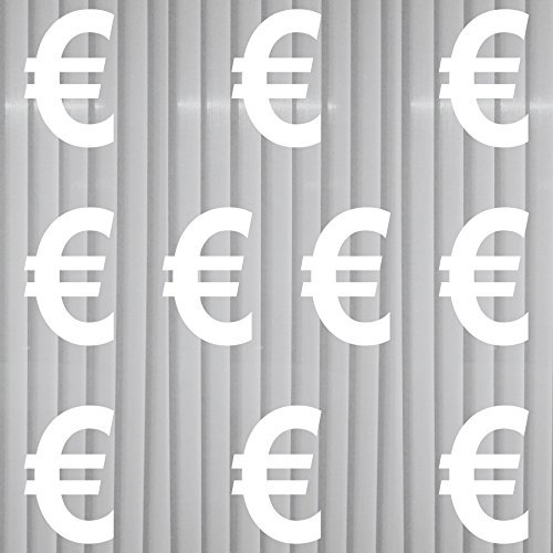 GreenIT 10 Aufkleber 5cm Euro Zeichen Symbol Tattoo Deko Folie für Schaufenster Fenster Scheibe (weiß)