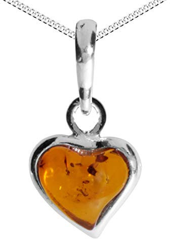 Kette mit Anhänger - kleines Herz - Silber 925/000 - Bernstein