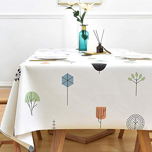 Yofori Table Cloth Plastic Tablecloth Wipeable PVC Wipe Clean WaterProof Table Cover (Refreshing, 137x220cm)