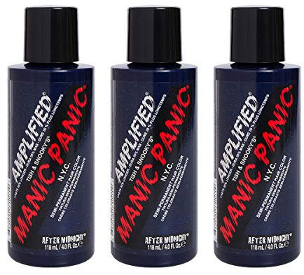 Manic Panic After Midnight Amplified Cream, vegan, tierversuchsfrei, blaue semi-permanente Haarfarbe, 3 x 118 ml