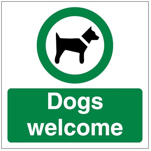 V Safety Dogs Welcome - Adhesivo para ventana (150 x 150 mm)