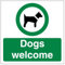 V Safety Dogs Welcome - Adhesivo para ventana (150 x 150 mm)