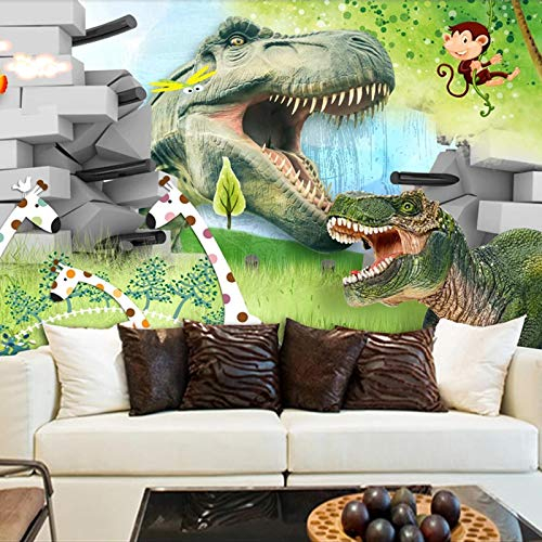 YXTSmurals Fototapete 3D Effekt Grüner Anime-Dinosaurier Vlies Tapeten Wandtapete Xxl Moderne Wanddeko Design Wand Dekoration Wohnzimmer Schlafzimmer Büro