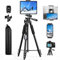 Phone Tripod, Upgraded 65inch/165cm Lightweight Portable Camera Tripod for iPhone/iPad/Samsung/Smartphone/Action Camera/DSLR Camera with Phone Holder & Wireless Bluetooth Control Remote Black