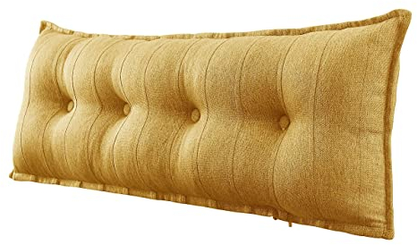 Johnear Rückenkissen für Sofa Bett Rückenlehne Großes Leinen Bücherkissen Lesekissen Lendenkissen für Couch Kopfteil Kopfkissen Wandkissen Beinkissen (gelb, 120 x 8 x 50 cm)
