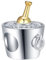 Gold Plated Champagne Charms in Ice Bucket, 925 Sterling Silver Champagne Bottle Beads with Clear CZ, fit Pandora Birthday Bracelet, Celebration Gifts for Party/Godmother/Baby Boy/Girl