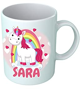 Tazza Unicorni - Nome Personalizzato - Arcobaleno - Unicorn - Cuori - Bimba - Idee Regalo - Tazze Colazione - Bambina