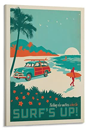 Vintage-Poster, Surf's Up, dekoratives Gemälde, Leinwand, Wand- und Kunstbild, modernes Familien-Schlafzimmer, 30 x 45 cm