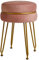 IBUYKE moderno velluto rotondo poggiapiedi, Vanity sedia per trucco, Vanity sgabello poggiapiedi con gambe d'oro, sgabelli in accento moderno per camera da letto, soggiorno, ingresso, rosa L/G-40P