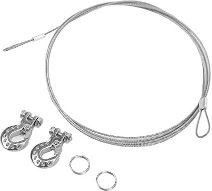 CHICIRIS Gancio per Verricello RC, Facile da Installare Ganci di Traino RC Leggeri 2 Pezzi Lega di Alluminio Corda d'Acciaio da 96 Cm Durevole per SCX10 (Argento)