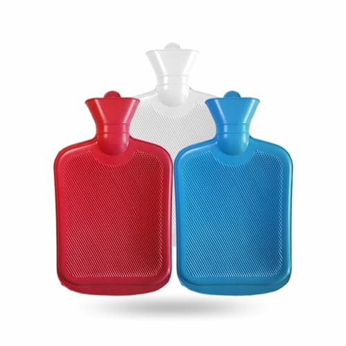 Premium Hot Water Bottle 500ml | BPA-Free, Odourless & Insulated Rubber Design | Ribbed Surface for Pain Relief & Heat Therapy | Sleek, Portable & Durable | Ideal for Adults | 3 Assorted Colours