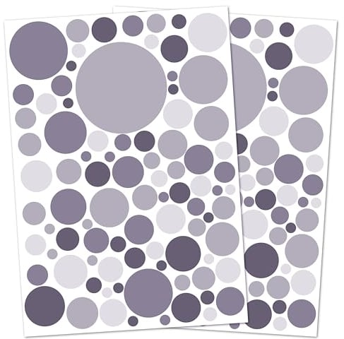 Punalu Kreis Set 176 Stück Wandtattoo für Babyzimmer Aufkleber Sticker Kreise Wandaufkleber Kinderzimmer Deko Punkte Dots Klebepunkte (grau)