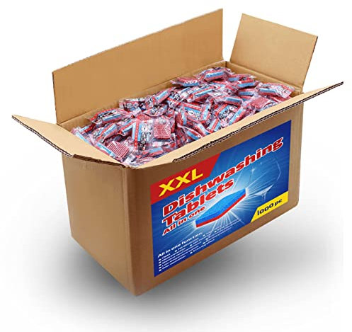 Pastillas de lavavajillas 12 en 1 1000 unidades 18 kg, TANZEM Pastillas Lavavajillas, Finish Lavavajillas, Abrillantador Lavavajillas, Detergente Lavavajillas