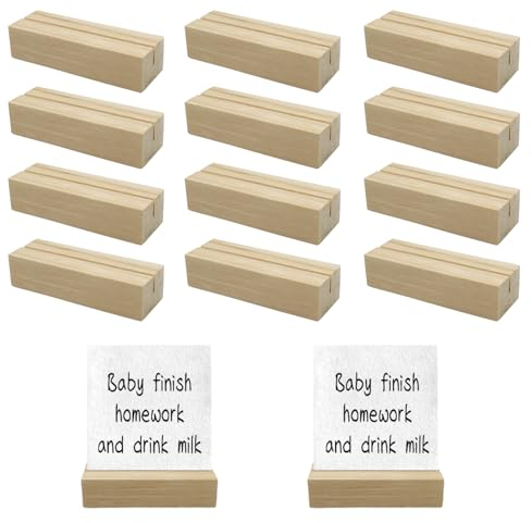 YunBey Porte Carte Bois 12 Pièces Porte Menu Mariage de Hêtre Réutilisable Support Photo Carte pour Mariage Restaurants Fêtes Banquets Bureau