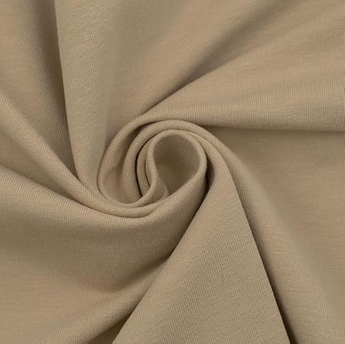 STOFFKONTOR Sweatshirtstoff Baumwollstoff Stoff French Terry - Meterware, Farbe Beige - Öko-Tex Standard 100 - zum Nähen von Sweatshirts, Pullovern, Jogginganzügen, Kinderkleidung uvm.