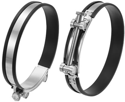sourcing map T-Bolt Hose Clamp, 2Pcs 149-161mm Adjustable Stainless Steel Rubber Cushioned Intake Intercooler Pipe Clamps Hose Clip for Industrial