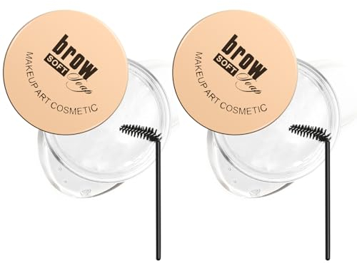 Boobeen Klar Augenbrauen-Styling-Gel-2PCS, Brauenformungswachs mit flexiblem Applikator, langanhaltende Augenbrauen-Pomade für federleichte 3D-Brauen