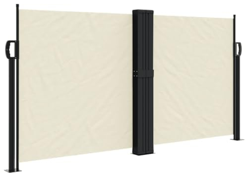 vidaXL Seitenmarkise, Sichtschutz Ausziehbar, Windschutz Sonnenschutz für Garten Balkon Terrasse, Seitenrollo Seitenwandmarkise, Creme 120x600cm