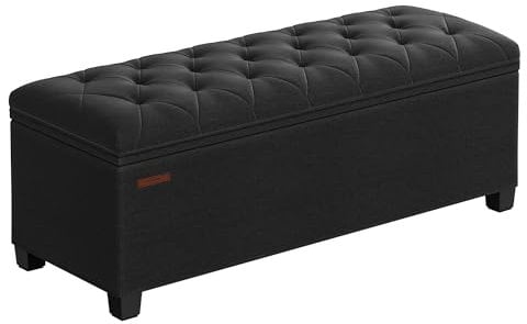 SONGMICS Sitzhocker mit Stauraum, Sitzbank mit Beinen, 40 x 110 x 40 cm Fußbank, Aufbewahrungsbox, bis 300 kg belastbar, für Wohnzimmer Schlafzimmer Flur, tintenschwarz LSF088B01