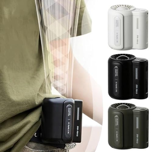 DHliIQQ Portable Waist Clip Fan,Clip Fan Under Shirt,3 Speeds Strong Airflow Wearable Clip Fan,Personal Hands-free Belt Fan,Rechargeable Mini Waist Fan for Outdoor Works,Hiking