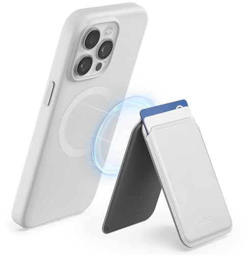 MOFT Magnetische Wallet Kompatibel mit MagSafe, Magnetische Kartenhalterung Handy Ständer für iPhone 16/15/14/13/12 Serie, MOVAS Veganes Leder Handyhalter mit 2 Kartenhaltern (Misty Cove)