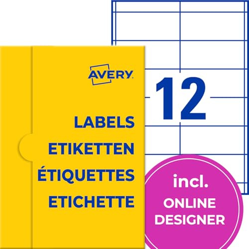 AVERY Zweckform P3659-1000 Adressaufkleber (12.000 Klebeetiketten, 97x42,3mm auf A4, Papier, individuelle Aufkleber, bedruckbare Absenderetiketten, selbstklebende Adressetiketten) 1.000 Blatt, weiß