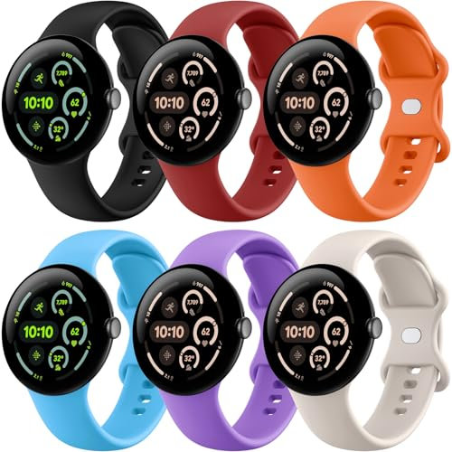 Eiavike Bracelets en silicone souple pour Google Pixel Watch 3 45 mm, bracelet de rechange pour montre active de sport (45 mm), pour homme et femme (04-multicolore)