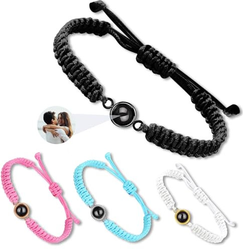 JONZIN Personalisierte Geschenke,Fotoarmband mit Eigenem Foto, Foto Projektion Armband Geschenke für Damen Freundin Paare Mama Weihnachten Geburtstagsgeschenk (Rund)