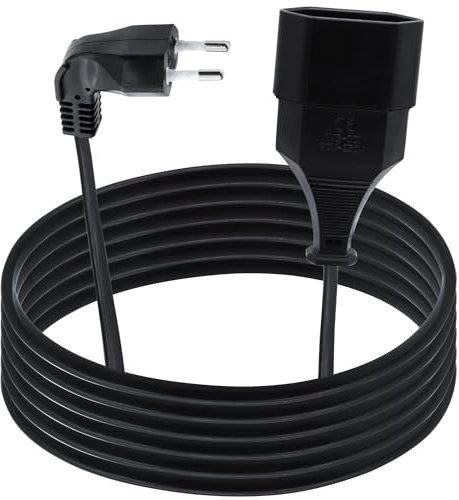 LANMINGLEL Cable alargador Enchufe Europeo, 90° Grados Cable Extension Corto Euro,2,5 A, 250 V, para TV, Ordenador, Monitor, proyector, electrodomésticos (2M)