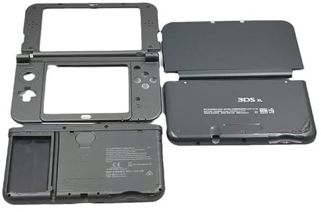 Hzxkqmil Carcasa de Repuesto Juego de Placas de Cubierta para Nintendo New 3DS XL Consola, Estuche de Frontal e Inferior Placa de Botones Tapa de Batería Accesorios para New 3DSXL (Negro)
