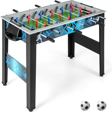 HOMASIS Tischkicker Kinder & Erwachsenen, Kickertisch mit 2 Fußbällen, 18 Kickern & 2 Punktezählern, Tischfußball Spieltisch Holz MDF, Tischfußballtisch für Party Treffen, 94,5 x 53,5 x 76,5 cm